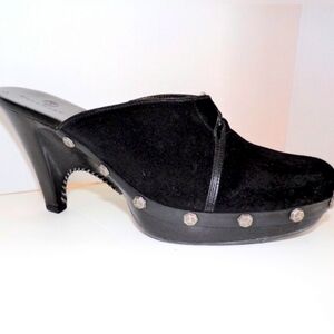 Cole Haan Black Suede Slide-on Mules